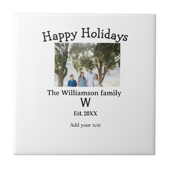 Happy holidays family photo renuion name letter ye tile (Front)