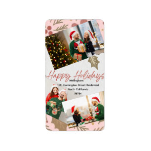  Happy holidays   family  photo return address Label