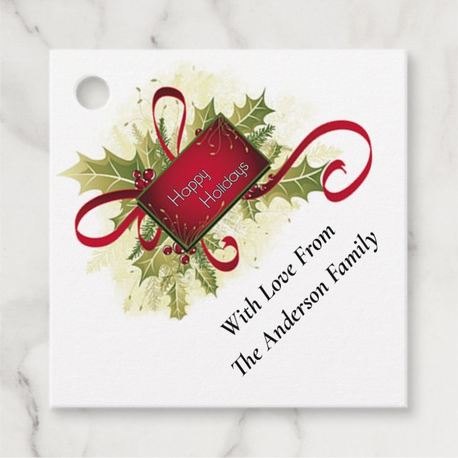 Happy Holidays Favour Tags (Front)