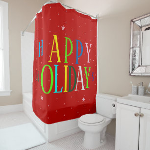 HAPPY HOLIDAYS Festive Design Shower Curtain