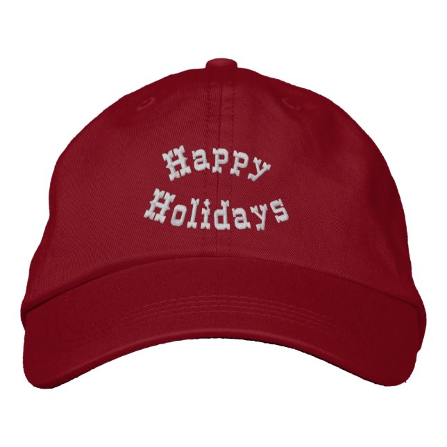 Happy Holidays Festive Embroidered Hat (Front)
