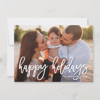 Happy Holidays Festive Handwritten Script Photo Holiday Card