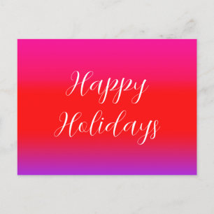 Happy Holidays Festive Magenta Red Purple Ombre  Postcard
