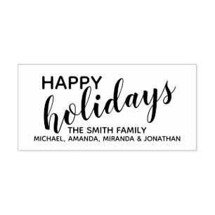 'Happy Holidays' Festive Rubber Stamp