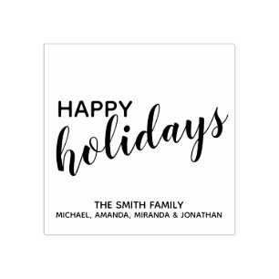 'Happy Holidays' Festive Rubber Stamp