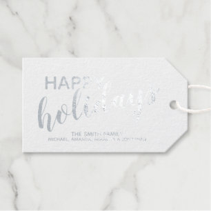 'Happy Holidays' Festive Silver Foil Gift Tags