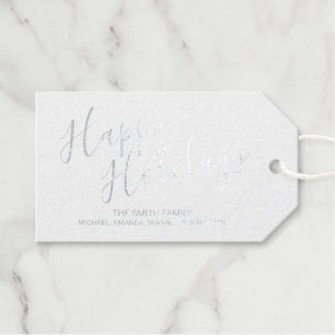'Happy Holidays' Festive Silver Foil Gift Tags