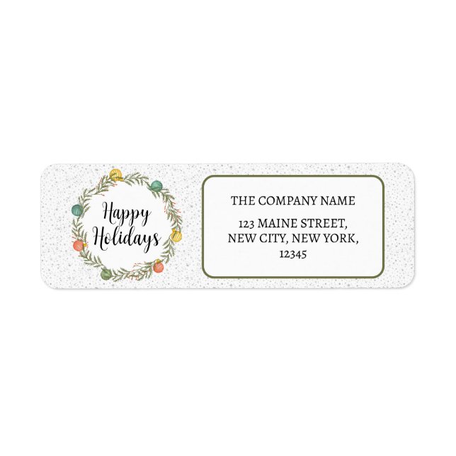Happy Holidays Festive Wreath Christmas Label (Front)