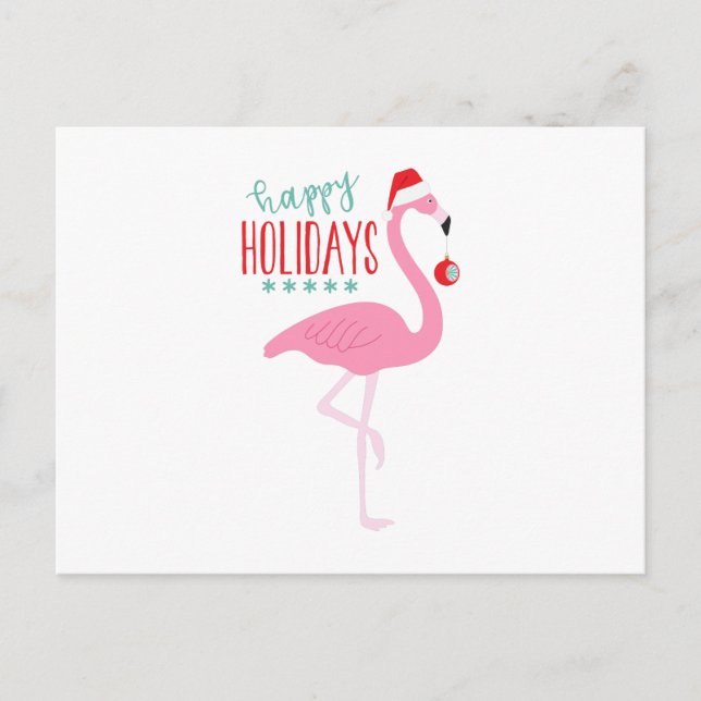 Happy Holidays Flamingo Postcard (Front)