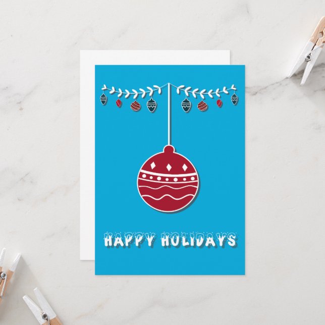 Happy holidays flat greeting card (Front/Back In Situ)