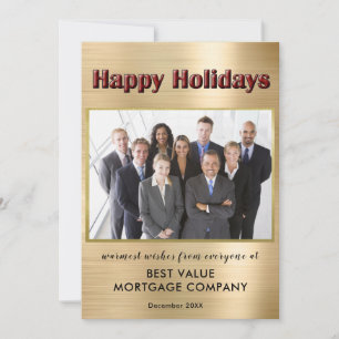 Happy Holidays Flat Modern Photo Business Holiday Card