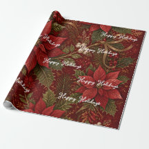 Happy Holidays Floral Crimson Christmas
