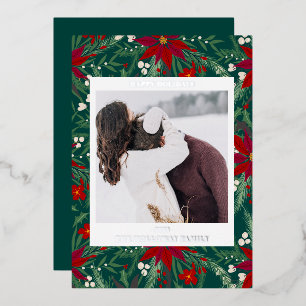 Happy Holidays floral red green photo