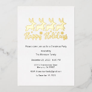 Happy Holidays Foil Party Invite, Christmas Party 