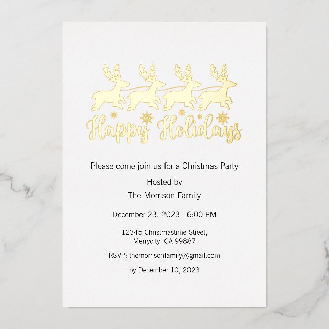 Happy Holidays Foil Party Invite, Christmas Party  (Front)