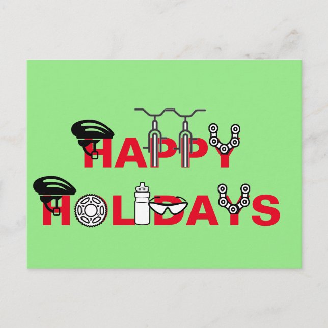 Happy Holidays For Cyclist  Holiday Postcard (Front)