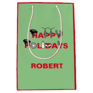 Happy Holidays For Cyclist  Medium Gift Bag
