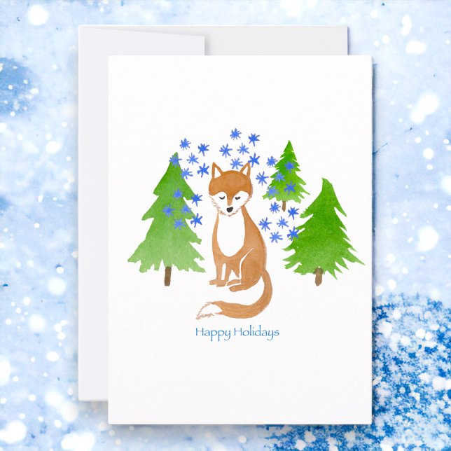 Happy Holidays Fox in the Woods Card (Send a cute Holiday Greeting this year!)