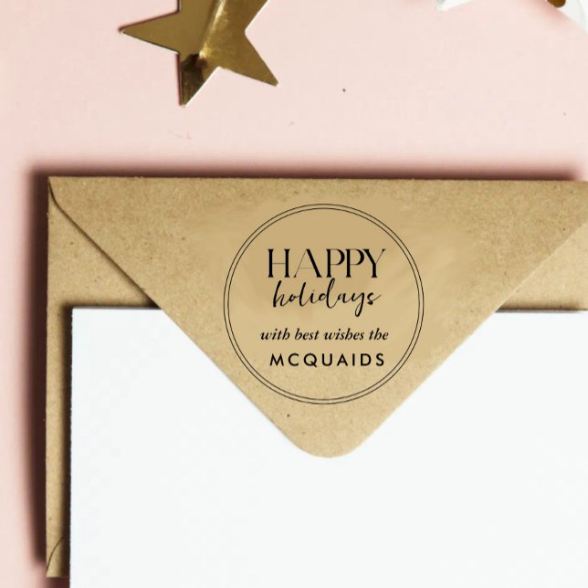 Happy Holidays from Family Name Self-inking Stamp (Creator Uploaded)