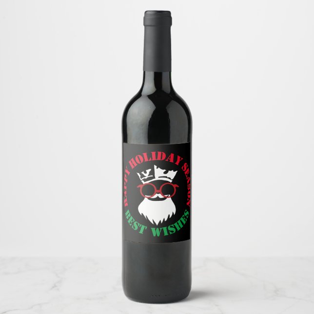 HAPPY HOLIDAYS from SANTA  Wine Label (Front)