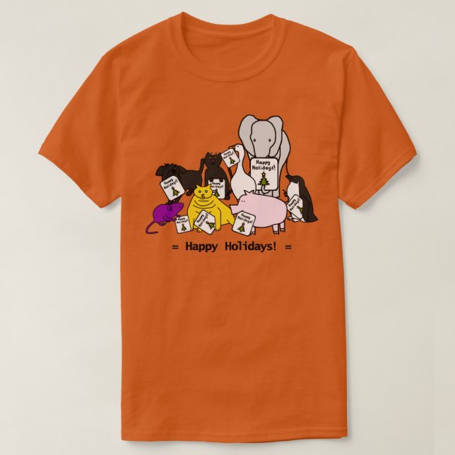 Happy Holidays from these Cute Christmas Animals T-Shirt (Design Front)