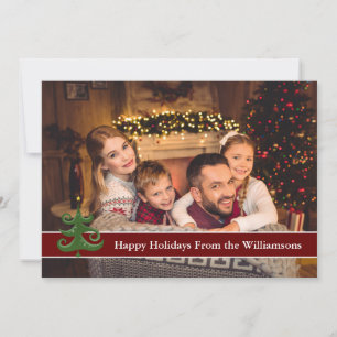 Happy Holidays Full Card Photo With Modern Tree