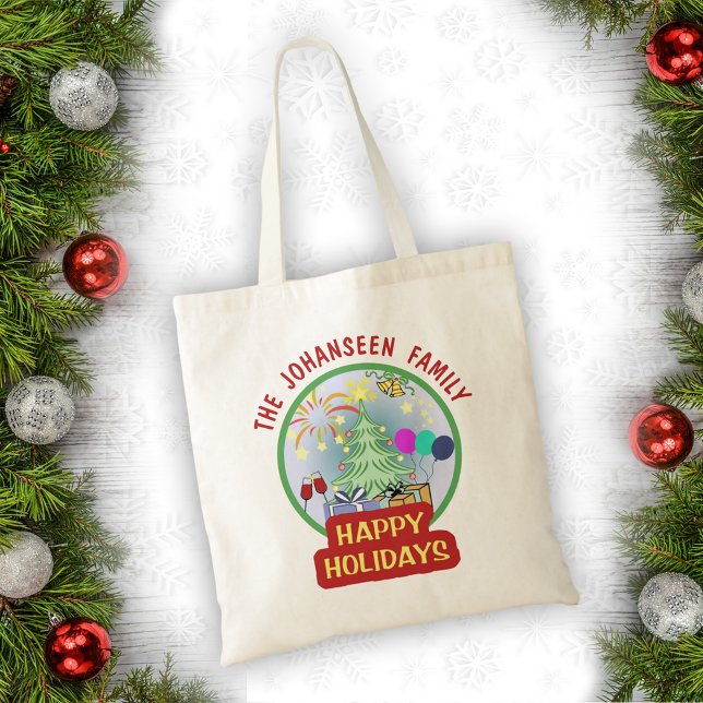 Happy Holidays Fun Colourful Christmas Festive Tote Bag (Creator Uploaded)