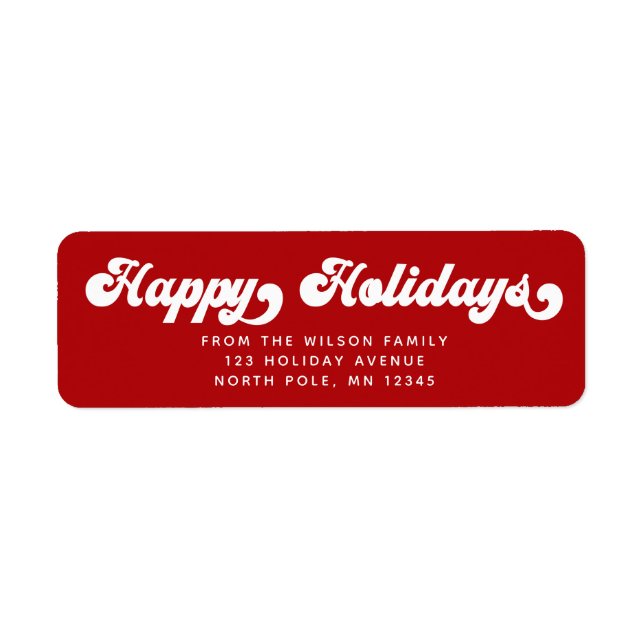 HAPPY HOLIDAYS Fun Modern Typography Return Label (Front)