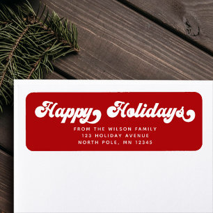 HAPPY HOLIDAYS Fun Modern Typography Return Label