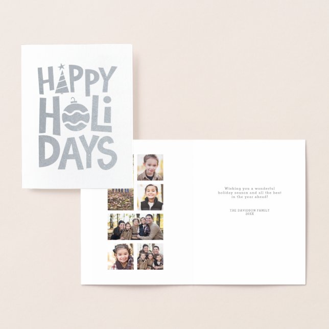 Happy Holidays fun photo collage personalised Foil Card (Display)