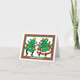 Happy Holidays Funny Dancing Christmas Trees Holiday Card