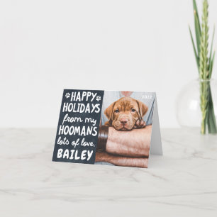 Happy Holidays Funny Modern Pet Custom Photo Holiday Card