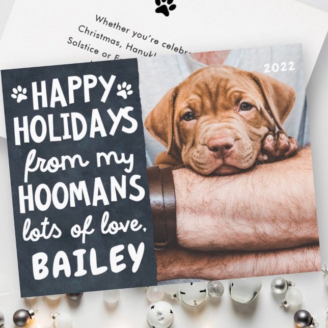 Happy Holidays Funny Modern Pet Custom Photo Holiday Card (Creator Uploaded)