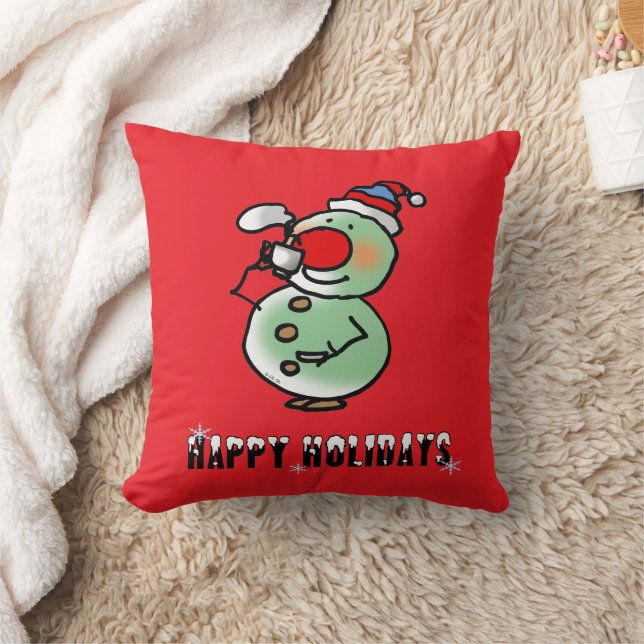 Happy Holidays (funny snowman) Cushion (Blanket)