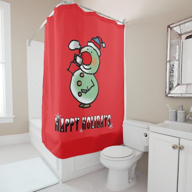 Happy Holidays (funny snowman) Shower Curtain (In Situ)
