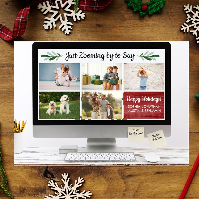 Happy Holidays Funny Zoom Quarantine Photo Collage Holiday Card (Creator Uploaded)