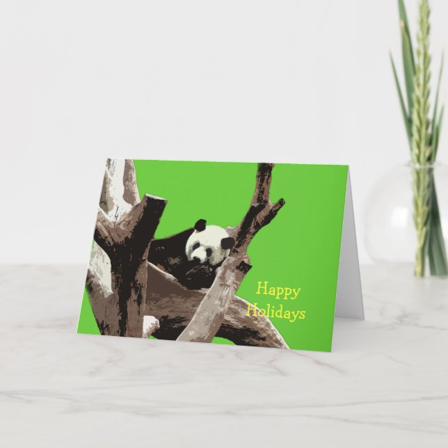 Happy Holidays giant panda Holiday Card (Front)