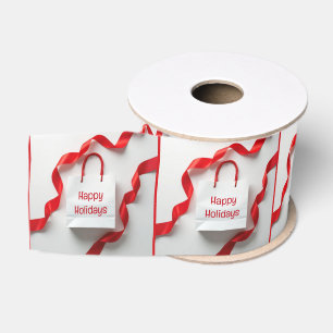 Happy Holidays Gift Bags With Red Ribbons Grosgrain Ribbon