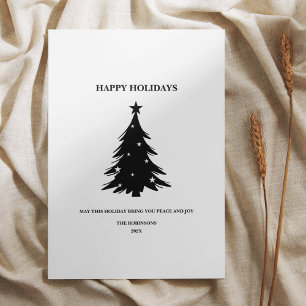 Happy Holidays Gift Card with Pine Trees & Stars