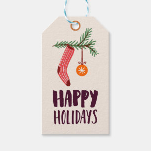 Happy holidays gift tags