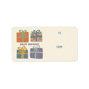 HAPPY HOLIDAYS Gifts Bows Christmas CUSTOM TO FROM Label