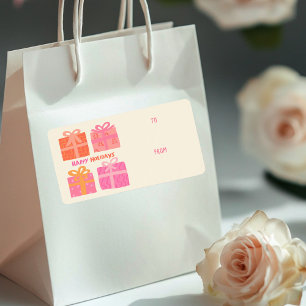 HAPPY HOLIDAYS Gifts Bows Christmas CUSTOM TO FROM Label