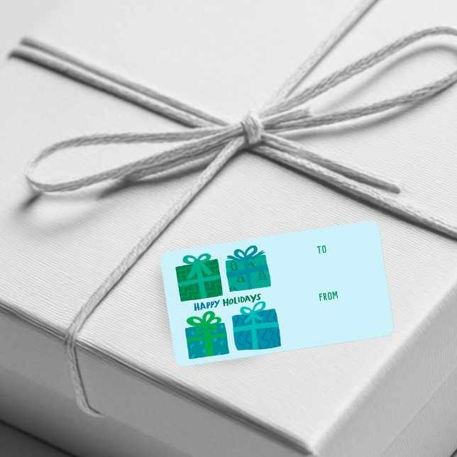 HAPPY HOLIDAYS Gifts Bows Christmas CUSTOM TO FROM Label (HAPPY HOLIDAYS Gifts Bows Christmas CUSTOM TO FROM Label Sticker
)