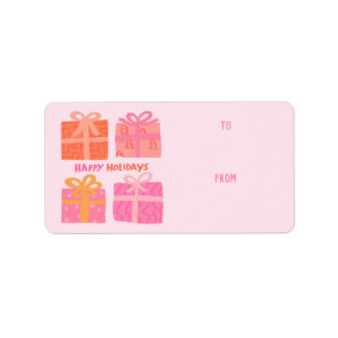 HAPPY HOLIDAYS Gifts Bows Christmas CUSTOM TO FROM Label