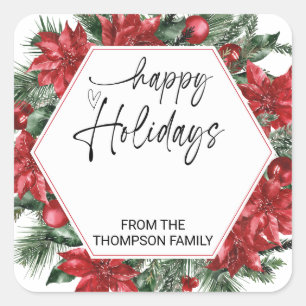 Happy Holidays Gifts Envelopes Christmas Wishes  Square Sticker