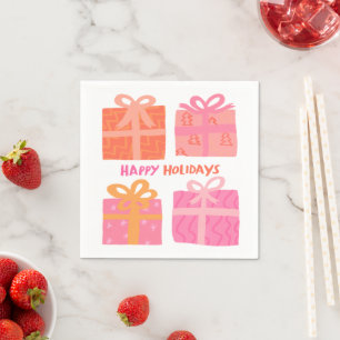 HAPPY HOLIDAYS Gifts Presents Christmas CUSTOM Napkin