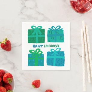 HAPPY HOLIDAYS Gifts Presents Christmas CUSTOM Napkin