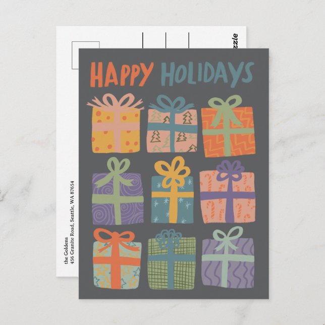 HAPPY HOLIDAYS Gifts Presents Christmas CUSTOM Postcard (Front/Back)