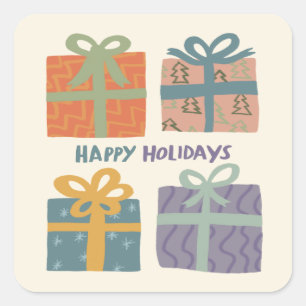 HAPPY HOLIDAYS Gifts Presents Christmas CUSTOM Square Sticker