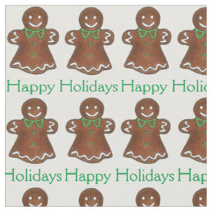 Happy Holidays Gingerbread Cookie Christmas Treats Fabric